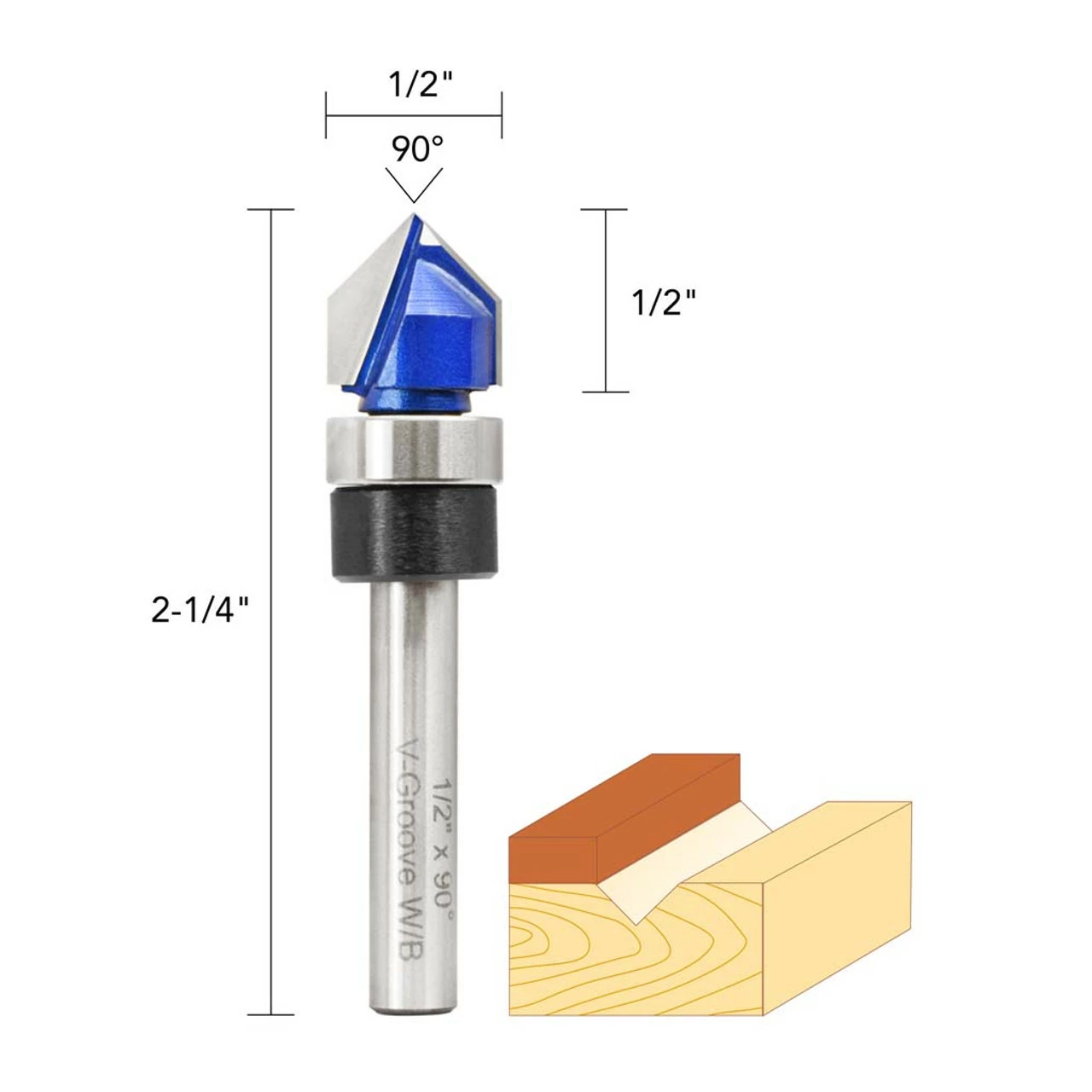 Best Pirce 😀 1/2IN. 90° V GROOVE WITH BEARING 1/4IN. SHAN 🎉 7 Best Pirce 😀 1/2IN. 90° V GROOVE WITH BEARING 1/4IN. SHAN 🎉 - Image 5