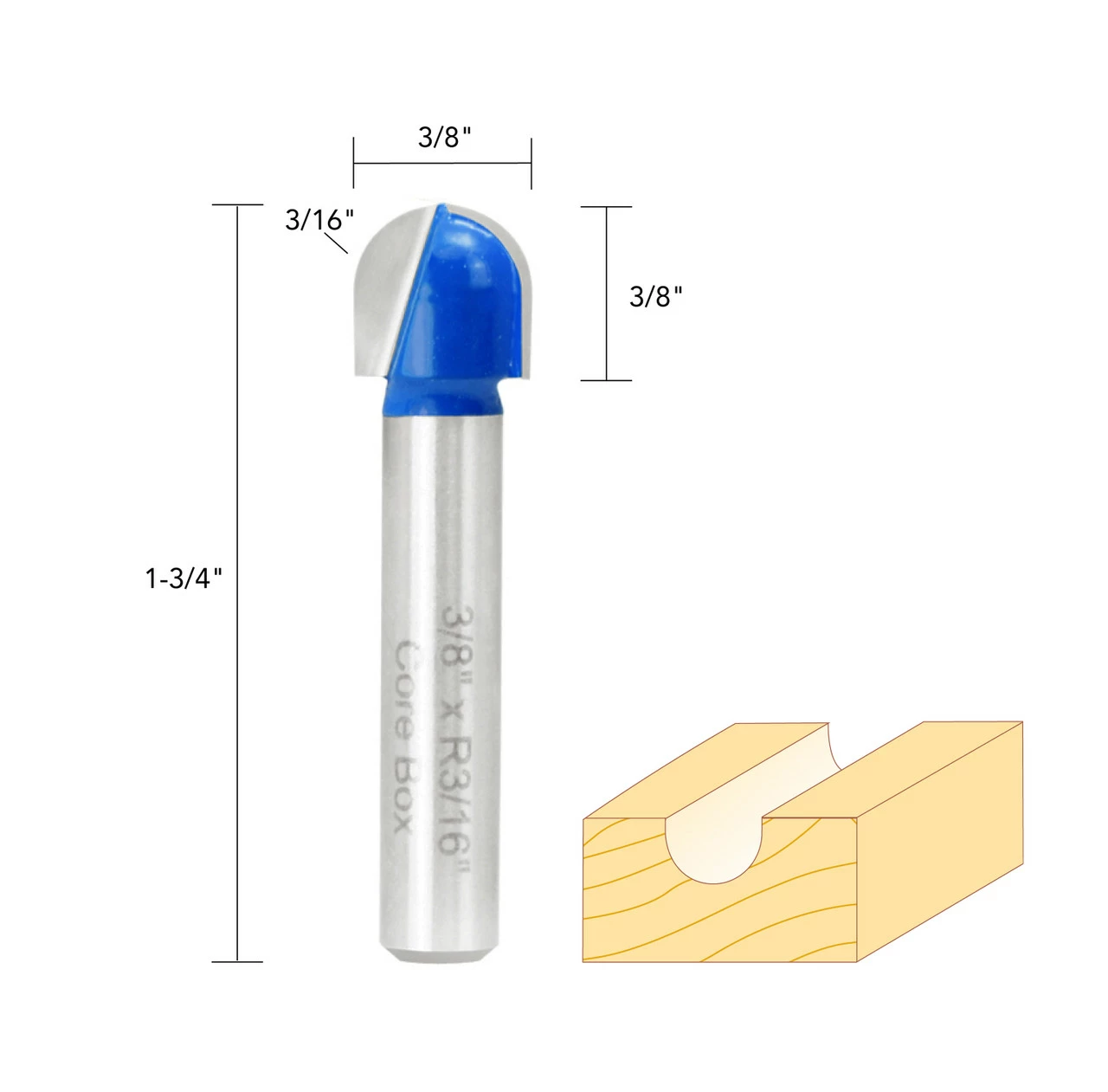 New ๐ 3/8IN. CORE BOX BIT 1/4IN. SHANK ๐คฉ 6 New ๐ 3/8IN. CORE BOX BIT 1/4IN. SHANK ๐คฉ - Image 4
